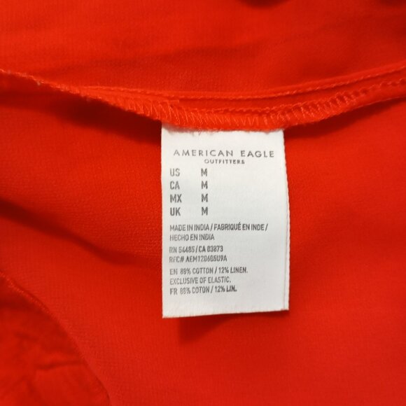 American Eagle Red Sleeveless Button-Front Midi Dress Size M Cotton, Linen Blend - Picture 4 of 13